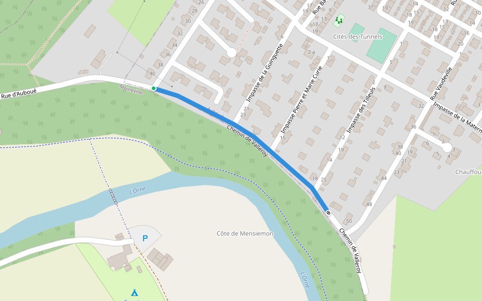 Chemin de Valleroy walking route map in Auboué