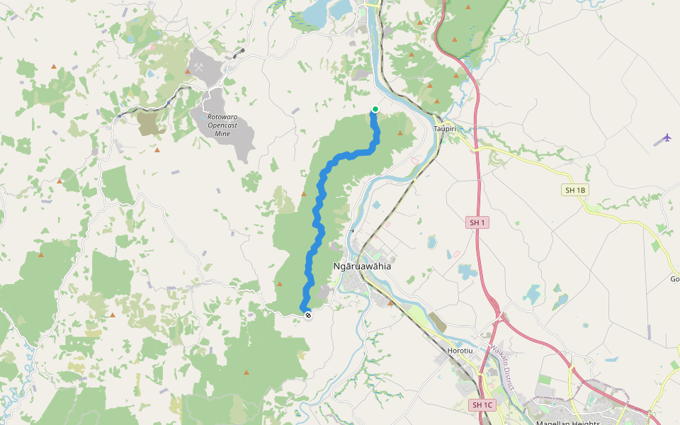 Hakarimata Walkway walking route map in Huntly