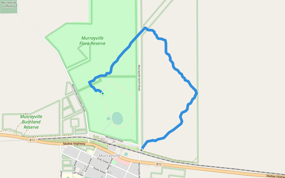 Crooked Mile Track walking route map in Murrayville