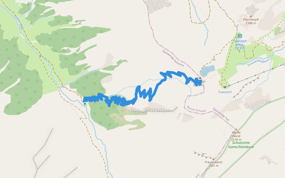 Tuxer Joch - Kasern walking route map in Navis