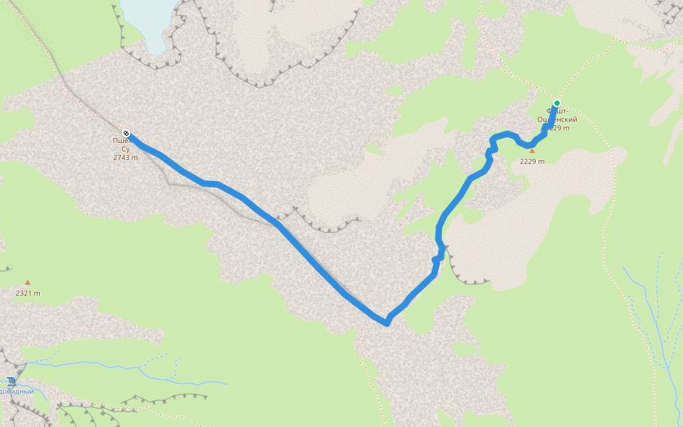 Фишт-Оштеновский перевал — Пшеха-Су walking route map in Chigursana