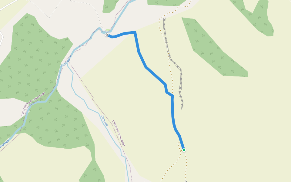 переход через поле walking route map in Kliuchi