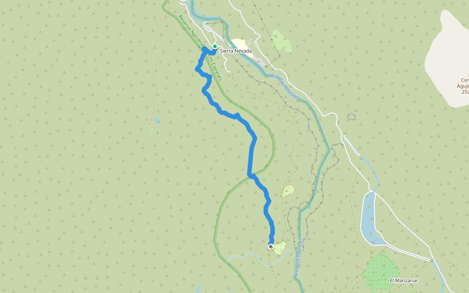 Sendero La Hacienda walking route map in El Manzanar