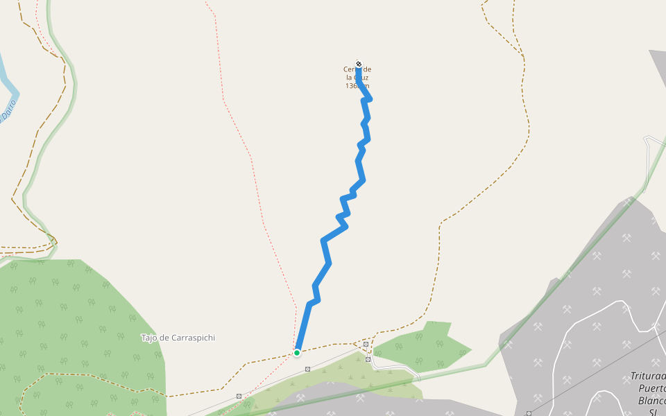 Subida al Cerro de la Cruz walking route map in Huétor Santillán