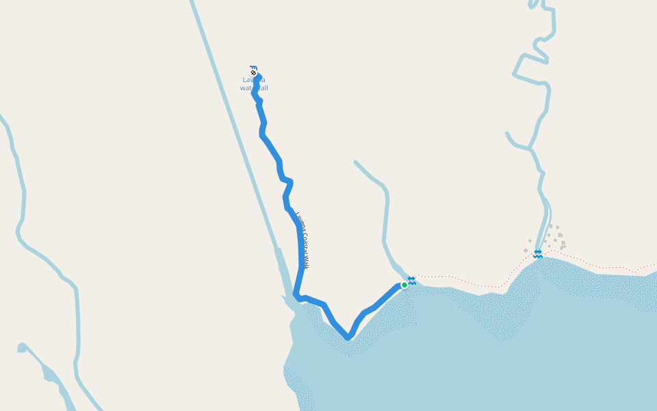 Lavena Coastal Walk walking route map in Nagumu