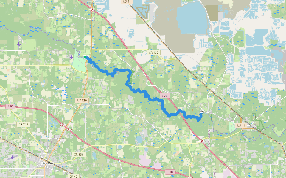 Suwannee River Trail walking route map in Jasper