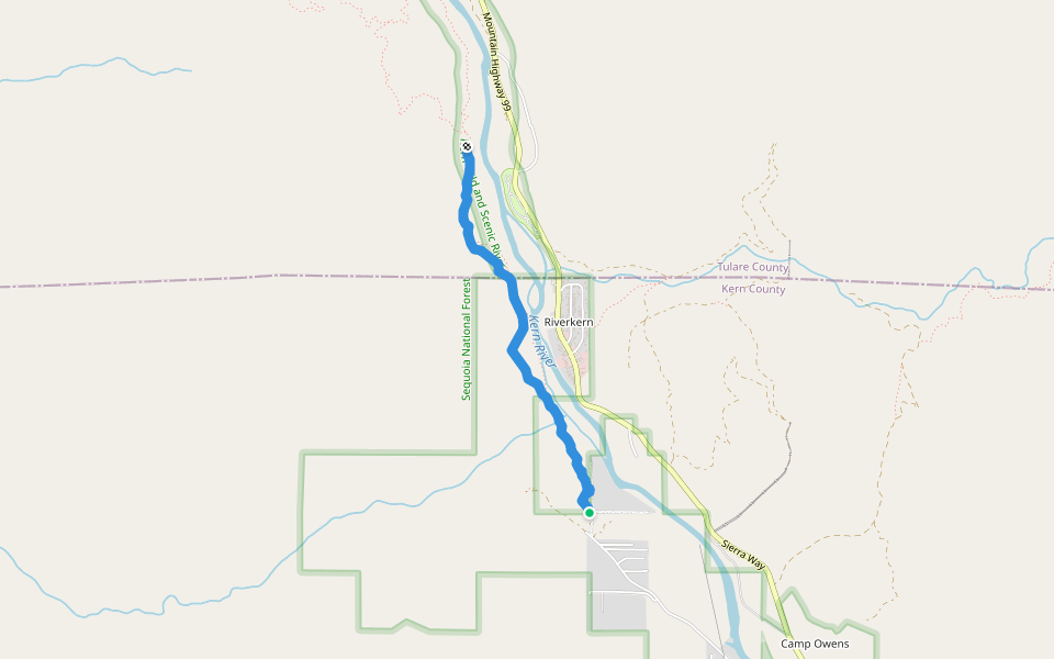 Whisky Flat Trail walking route map in Kernville