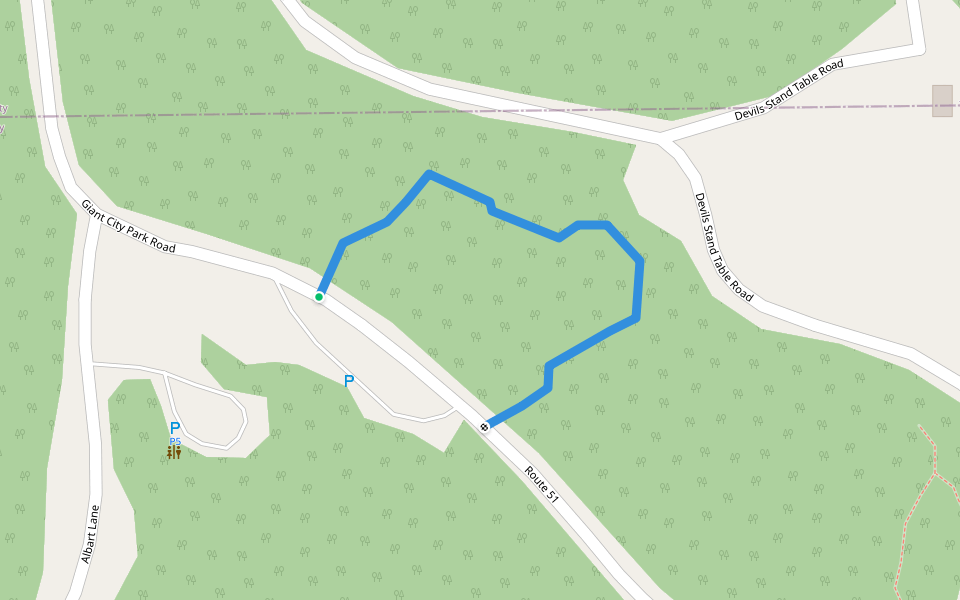 Devil's Standtable Trail walking route map in Makanda