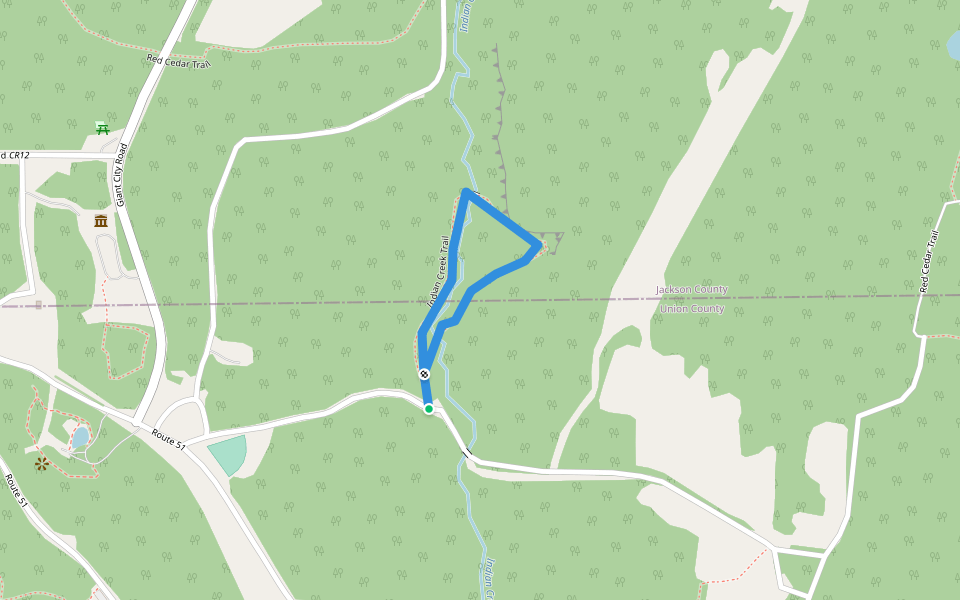 Indian Creek Trail walking route map in Cobden