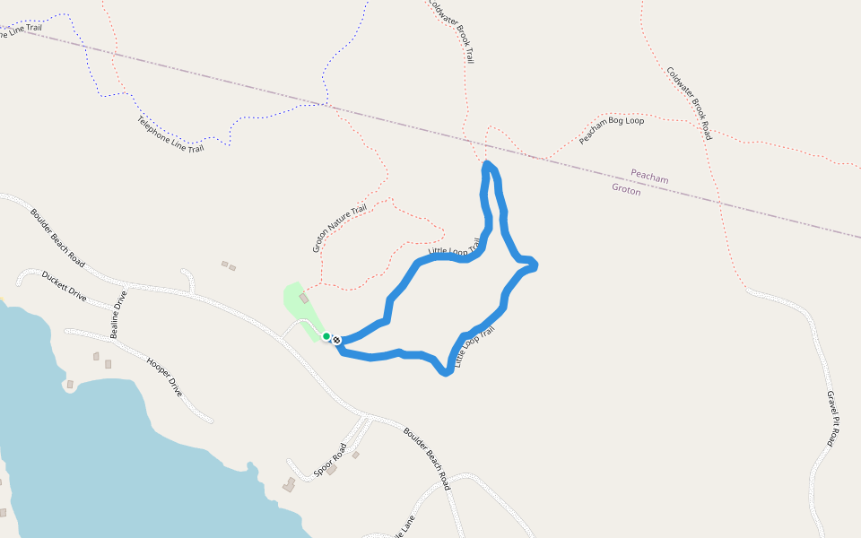 Little Loop Trail walking route map in Groton
