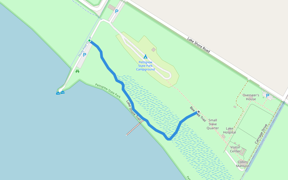 Lake Shore Trail walking route map in Creswell