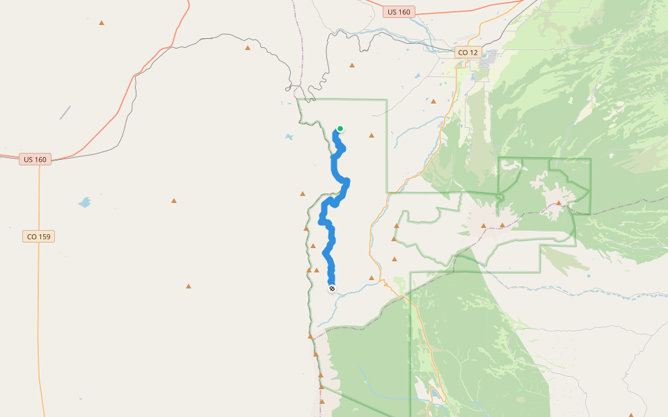 Indian Creek Trail walking route map in Fort Garland