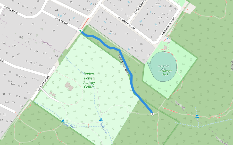 Short Street Track walking route map in Thornleigh