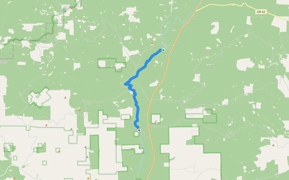 Upper Rogue Trail walking route map in Prospect