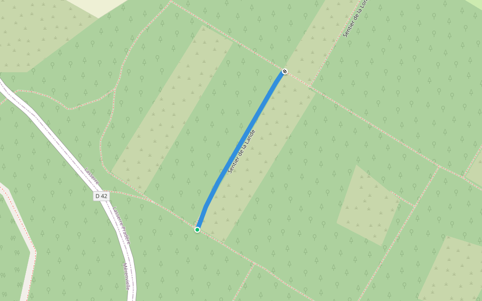 Sentier de la Lande walking route map in Mérenvielle