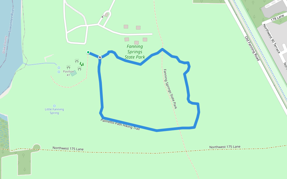 Palmetto Path Hiking Trail walking route map in Fanning Springs