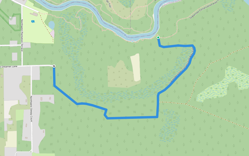 Suwannee Valley Conservation Area Trail walking route map in White Springs
