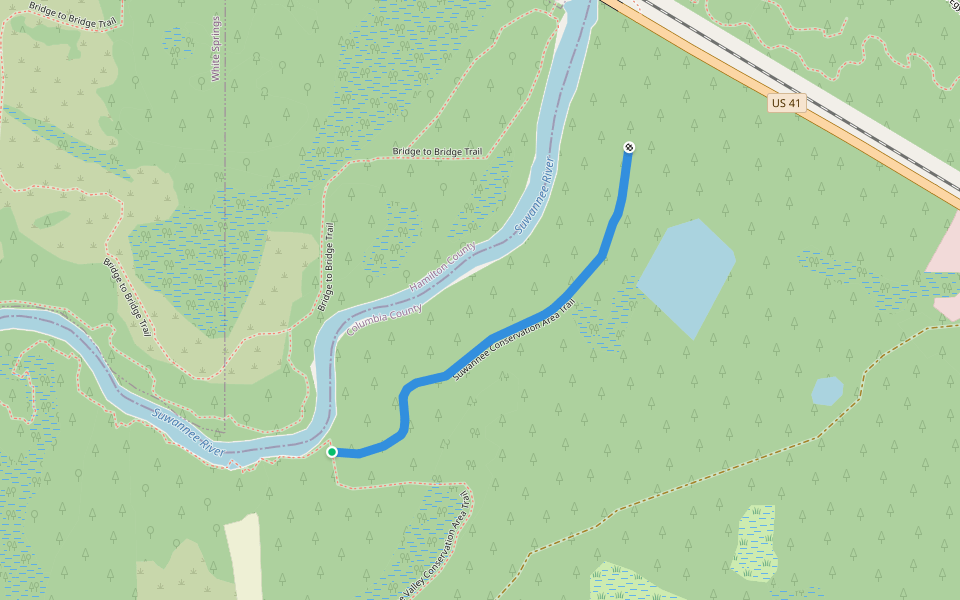 Suwannee Conservation Area Trail walking route map in White Springs