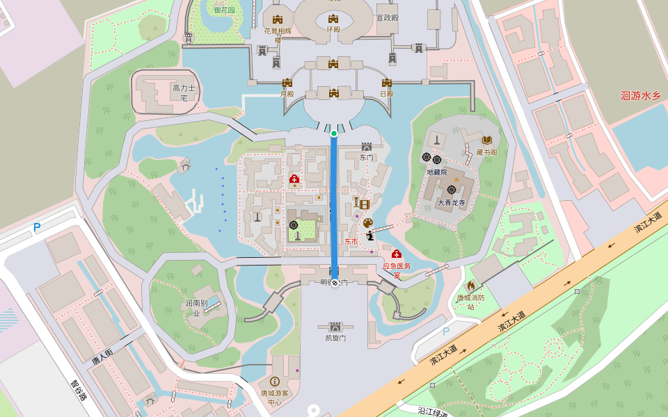 朱雀长廊 walking route map in Xiang Yang Shi