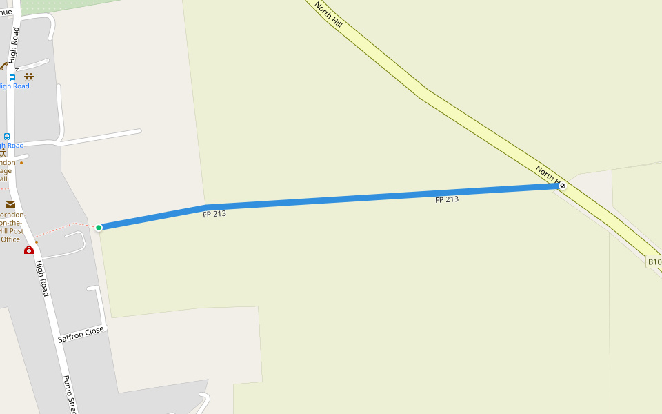 FP 213 walking route map in Horndon on the Hill