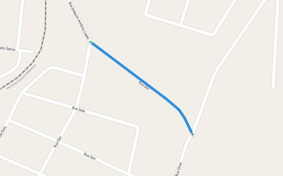 Rua Dez walking route map in Formiga