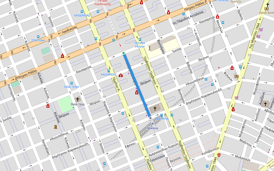 Τσαλδάρη Παν. walking route map in Nikea