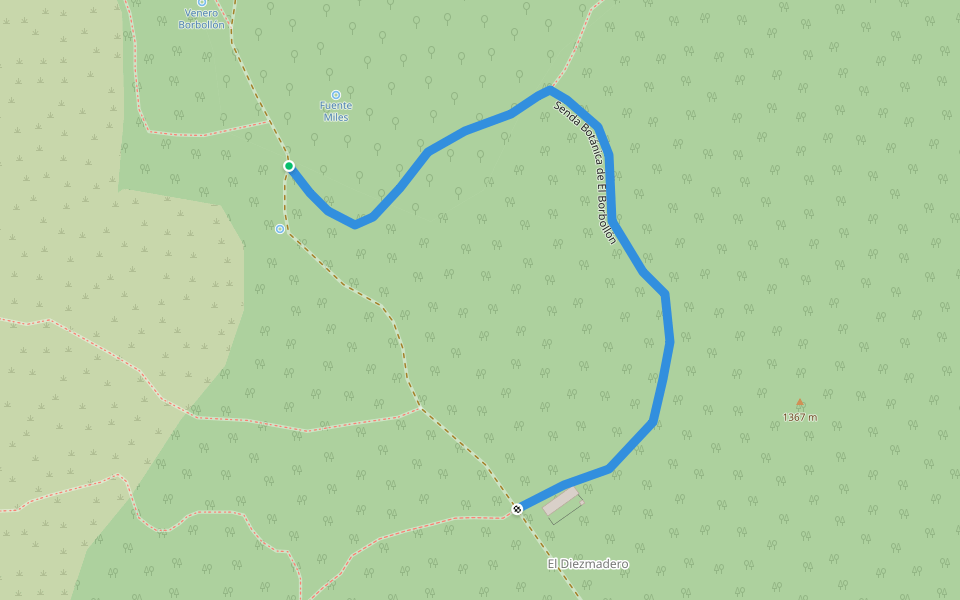 Senda Botánica de El Borbollón walking route map in Sotillo de la Adrada
