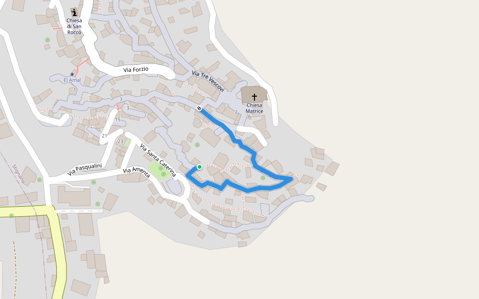 Via Manfredi walking route map in Stignano