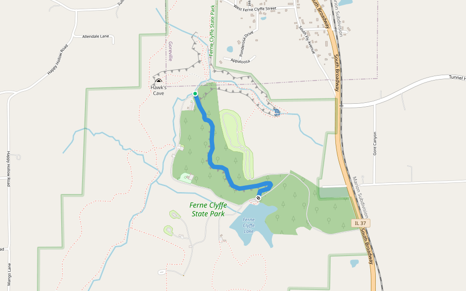 Blackjack Oak Trail walking route map in Goreville