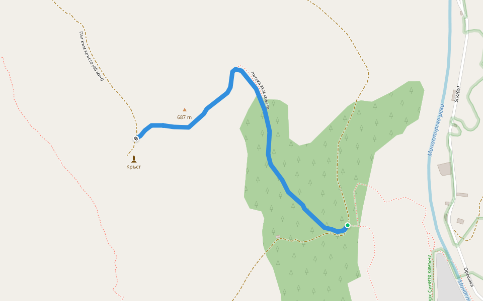 пътека към кръста walking route map in Sliven