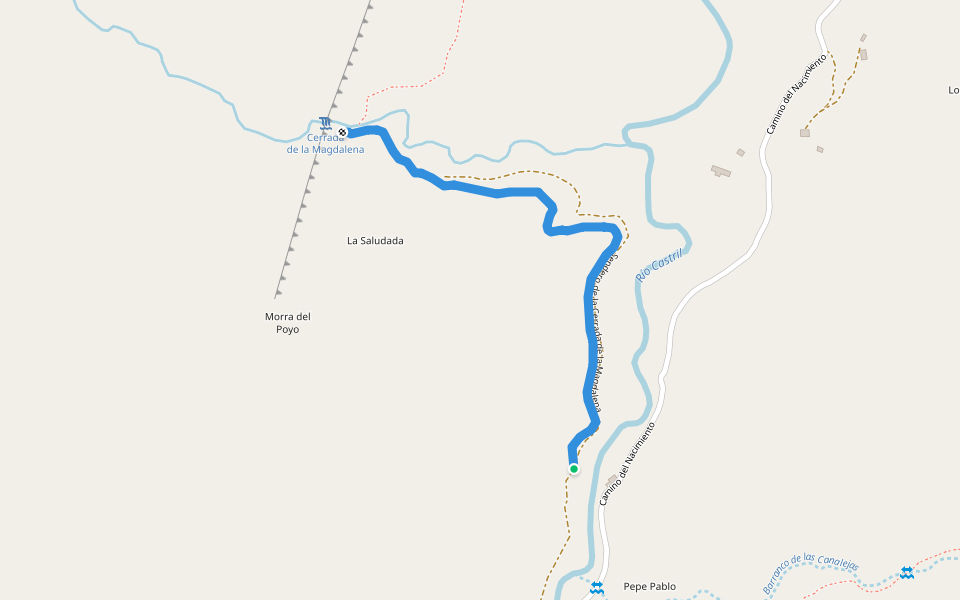 Sendero de la Cerrada de la Magdalena walking route map in Castril