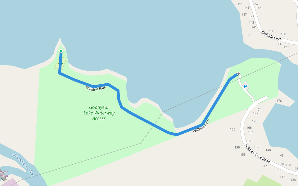 Walking Path walking route map in Oneonta