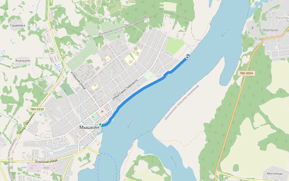 Набережная walking route map in Myshkin