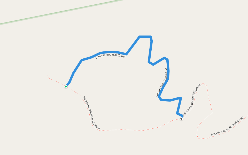 Summit loop trail (blue) walking route map in Lake Luzerne