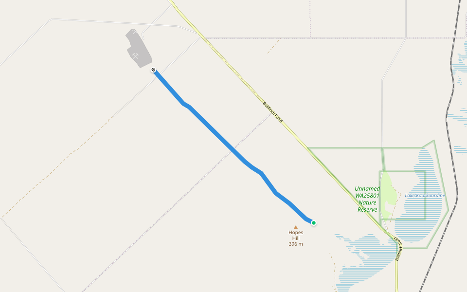 Wyalkatchem-Mukinbudin-Southern Cross railway walking route map in Southern Cross