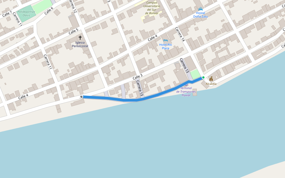 Calle 2 walking route map in Arenal