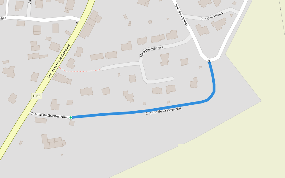 Chemin de Grasses Noë walking route map in Treffendel