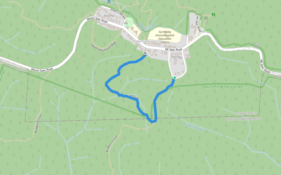 H Track walking route map in Paluma