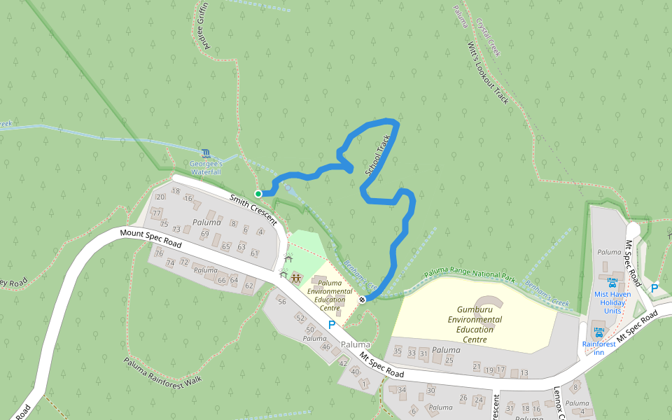 School Track walking route map in Paluma