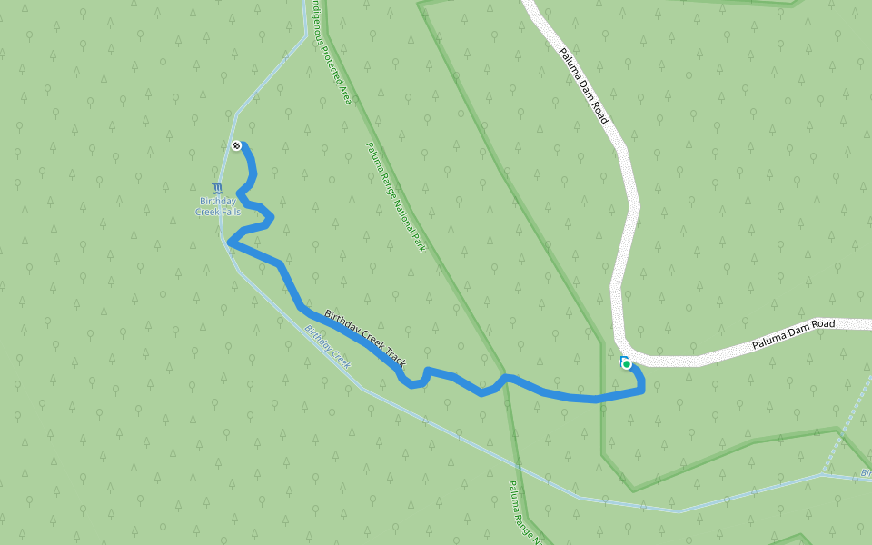 Birthday Creek Track walking route map in Paluma