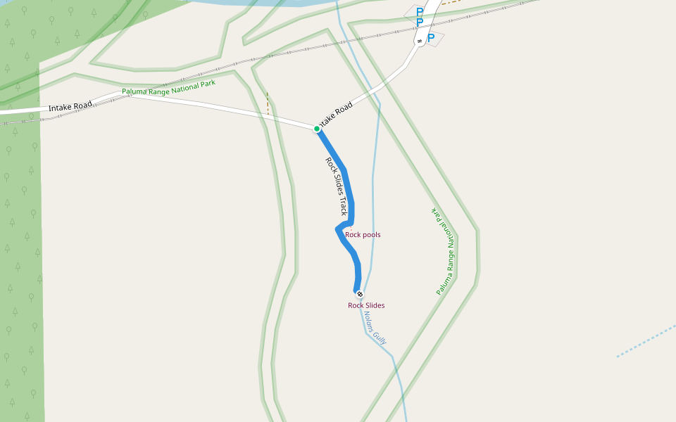 Rock Slides Track walking route map in Crystal Creek