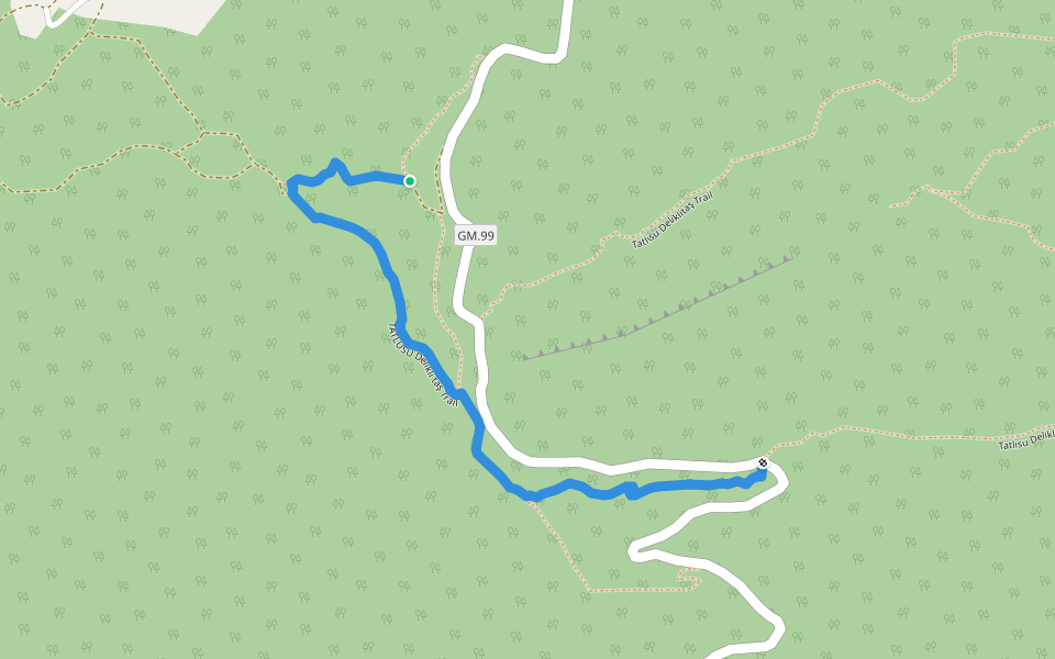 TATLUSU Delikli taş Trail walking route map in Tatlısu