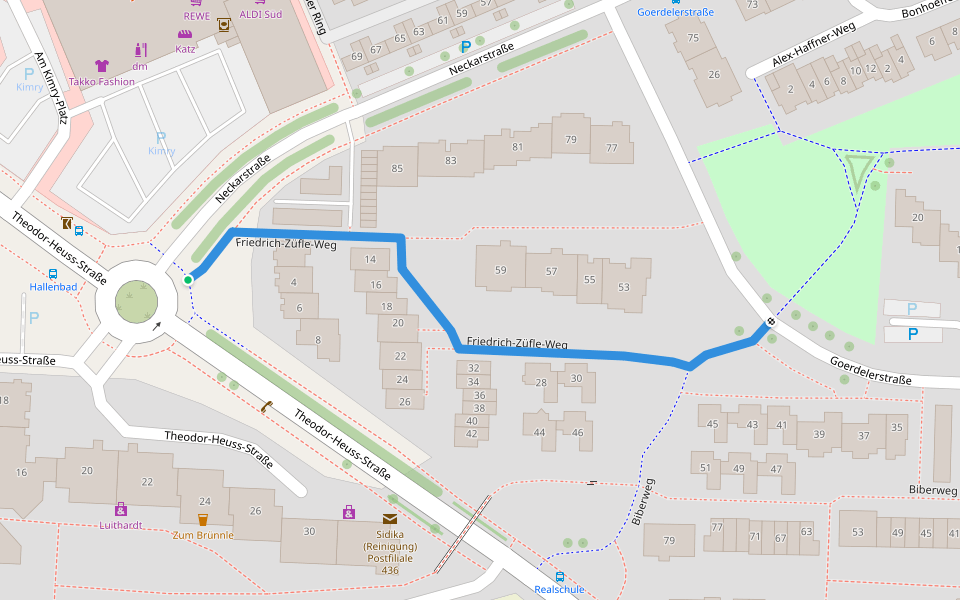 Friedrich-Züfle-Weg walking route map in Kornwestheim