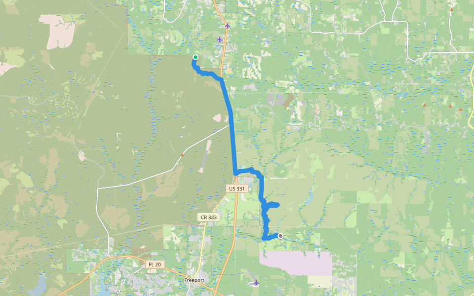Florida Trail walking route map in DeFuniak Springs