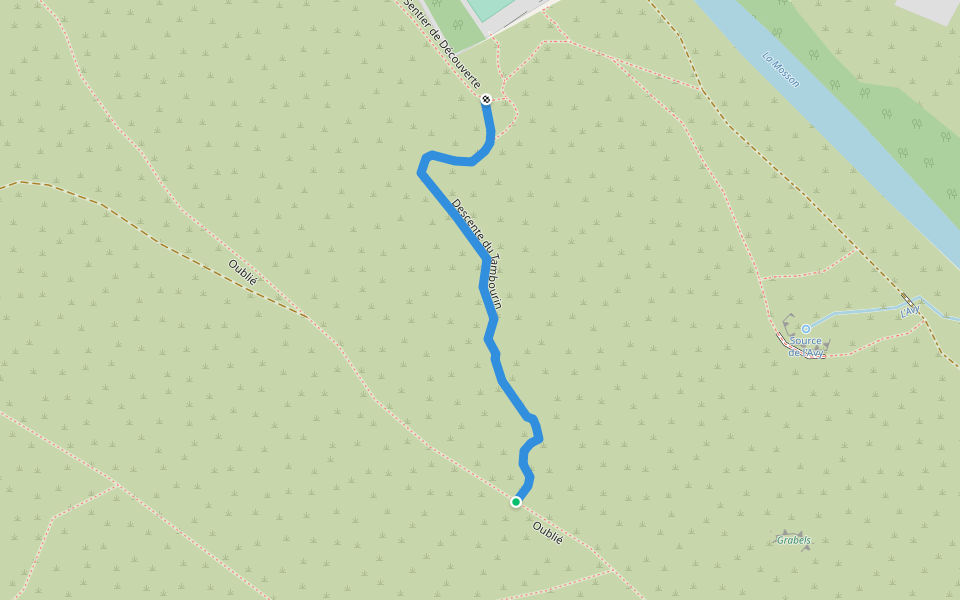Descente du Tambourin walking route map in Grabels