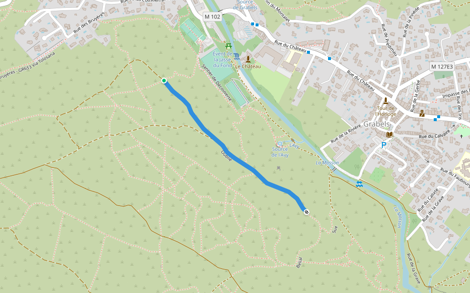 Oublié walking route map in Grabels