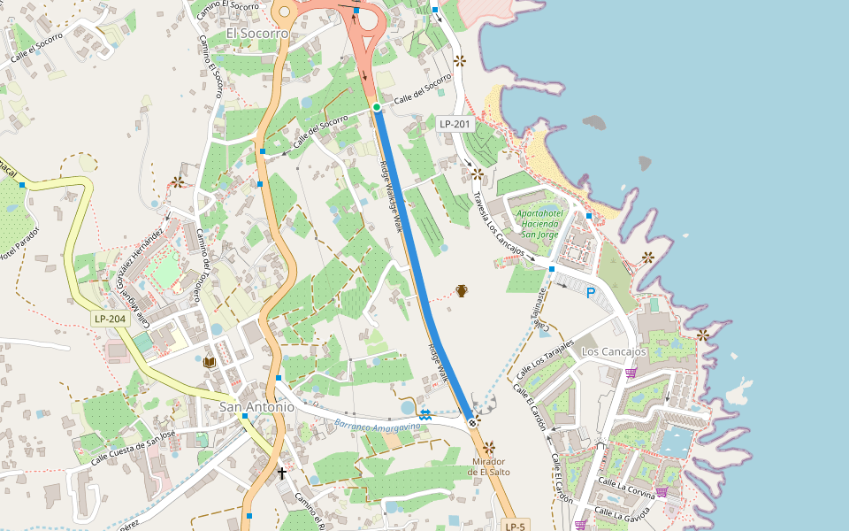 Ridge Walk walking route map in El Socorro