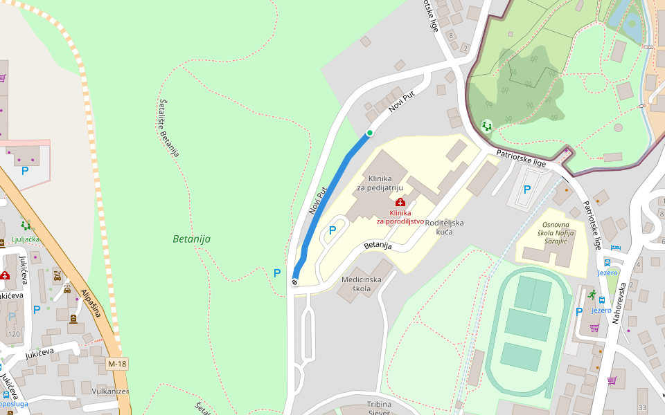 Novi Put walking route map in Sarajevo