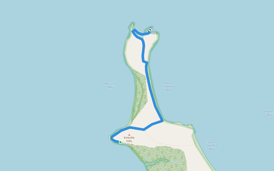 North Shepherd Bay Track a.k.a. Macushla to Cape Richards walking route map in Hinchinbrook
