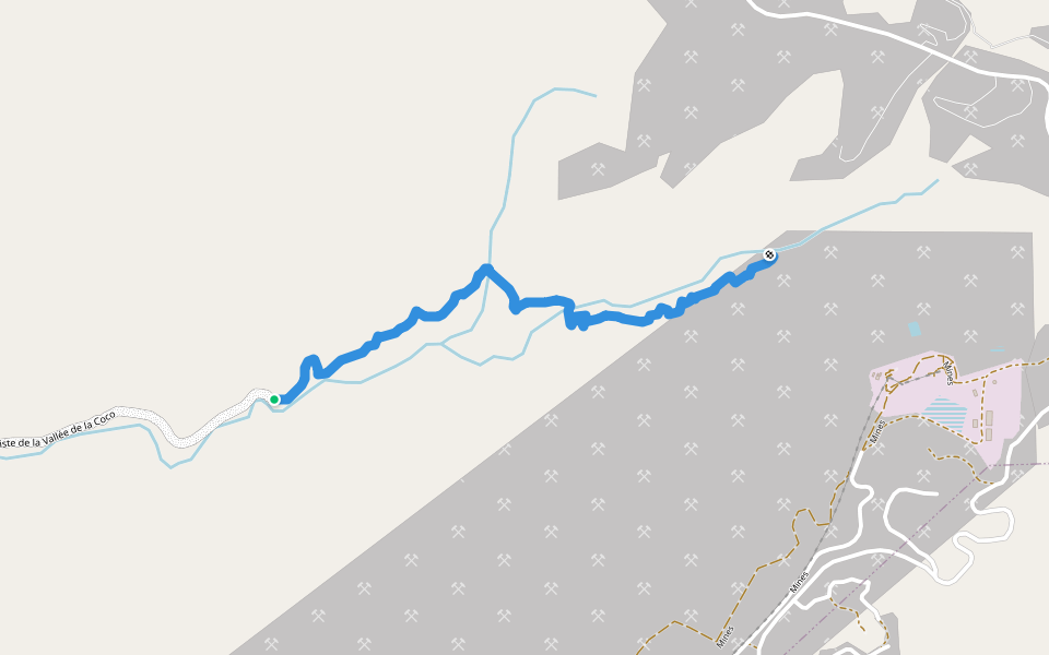 Sentier muletier du camp des Vietnamiens walking route map in Sarramea